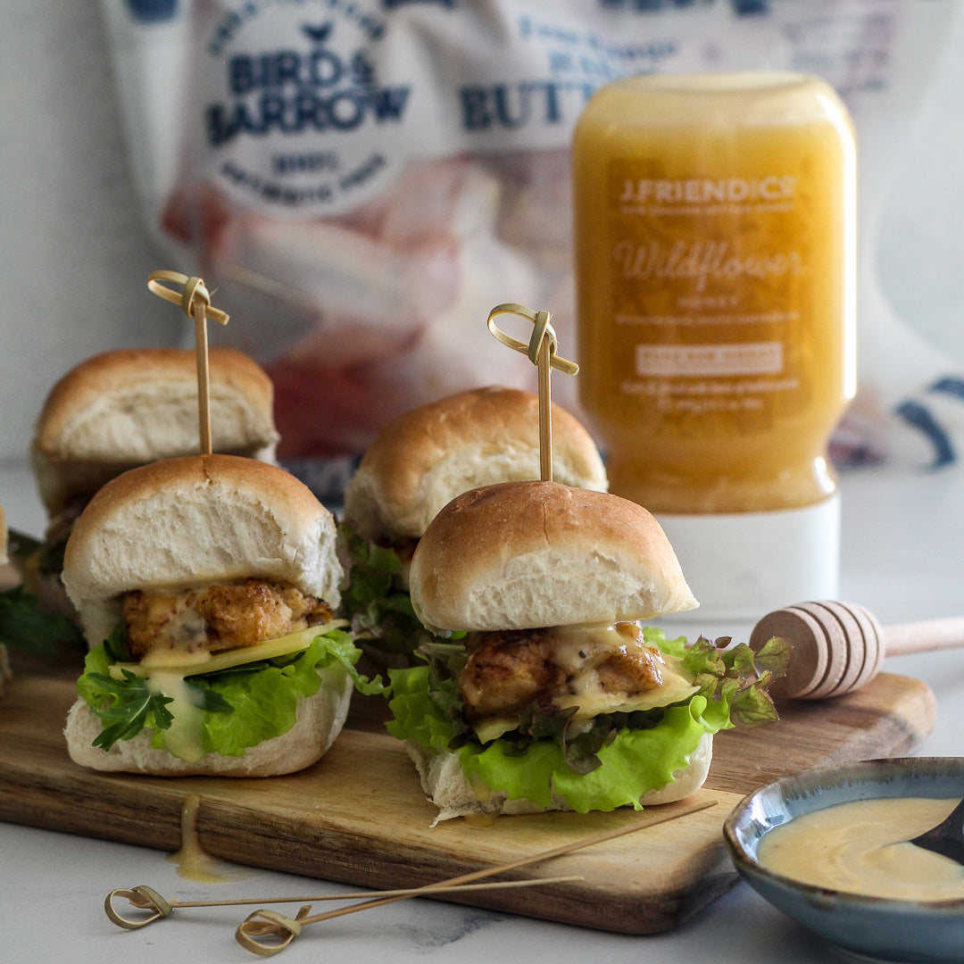 Bird & Barrow – Crispy Chicken Sliders with Honey Mustard
