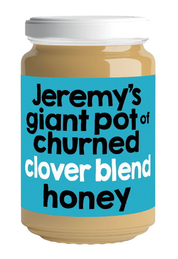 Jeremy's giant pot of churned clover blend honey - 980g