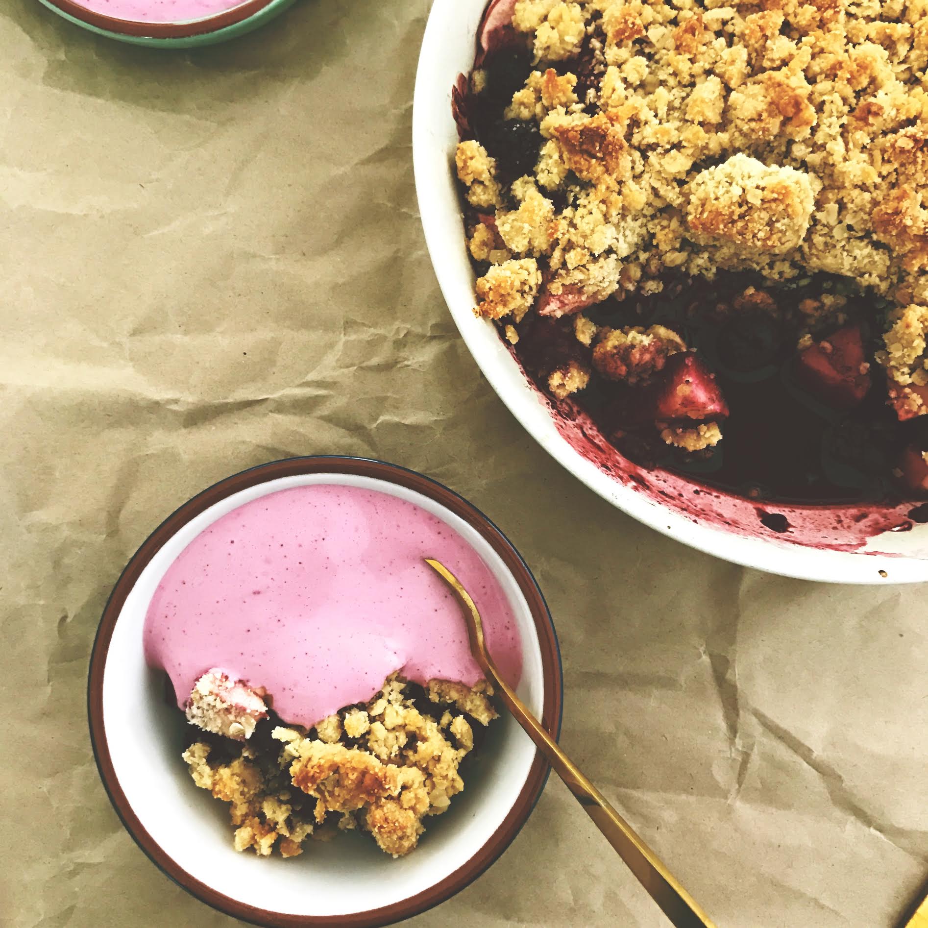 Berry and honey crumble