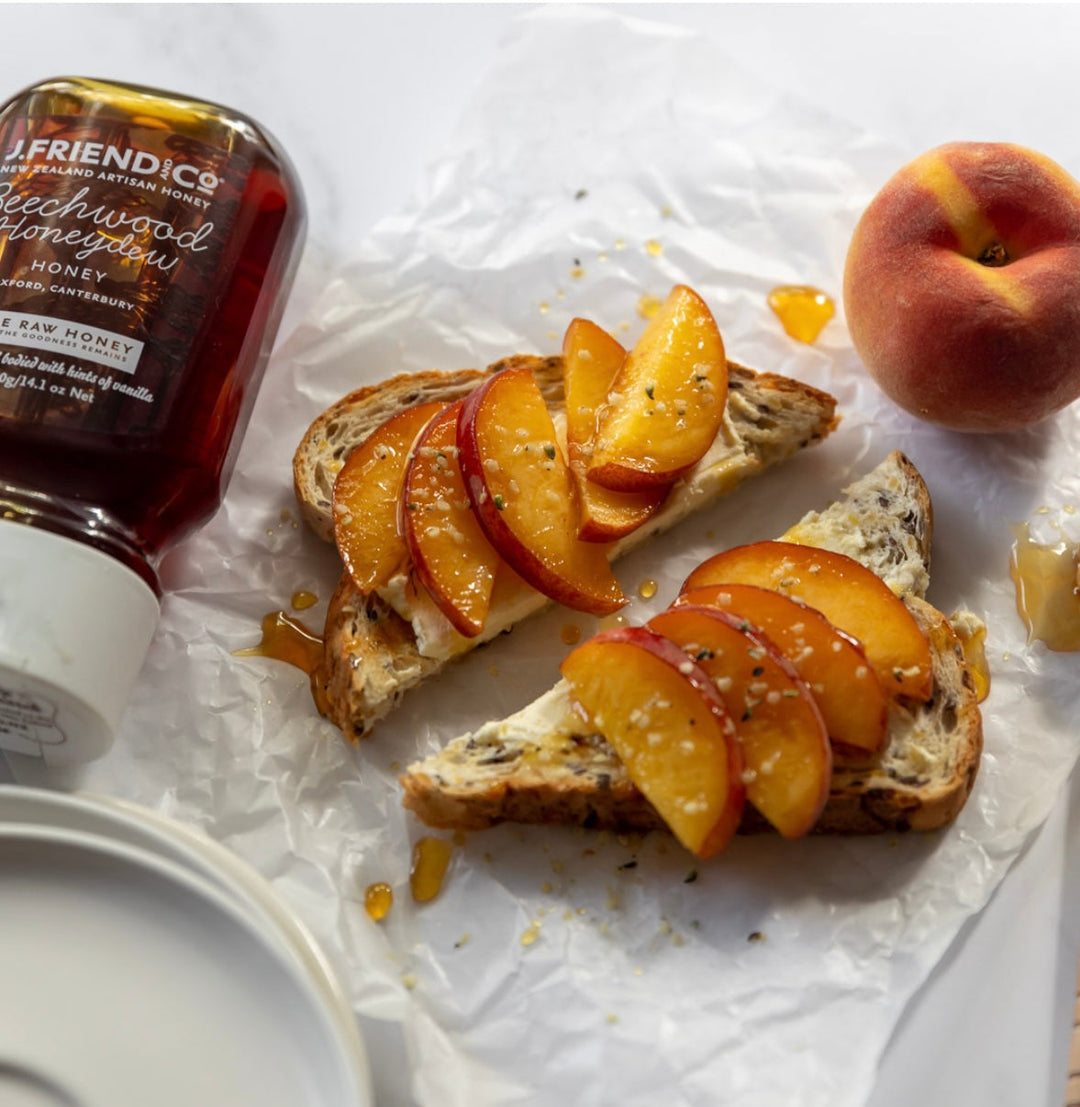 Honey Poached Fruit with Blue Cheese & Sourdough
