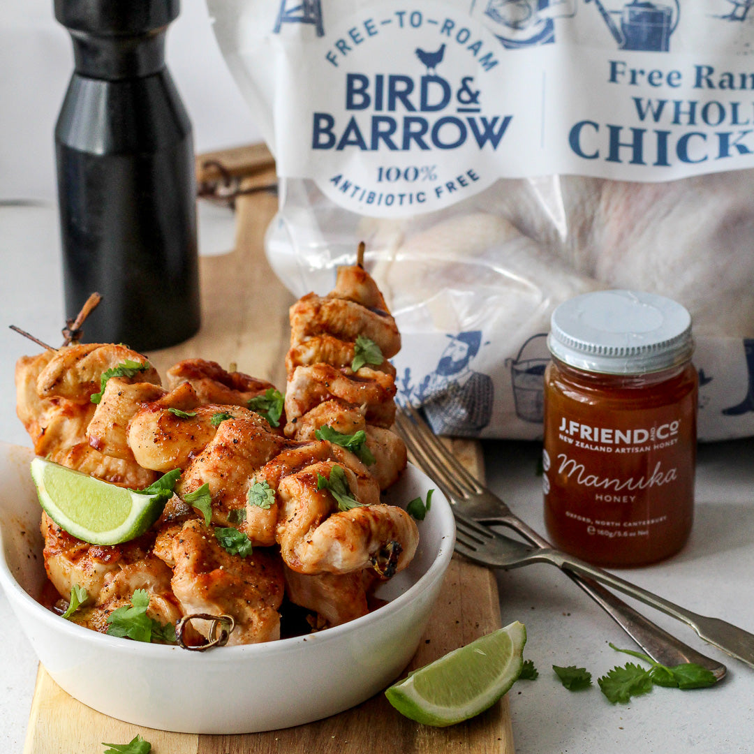Bird & Barrow – Honey Chipotle Chicken Skewers