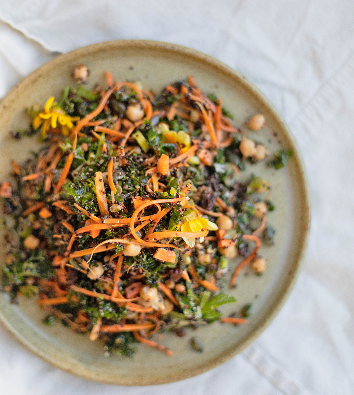 Two Raw Sisters – Carrot Chickpea + Quinoa Salad