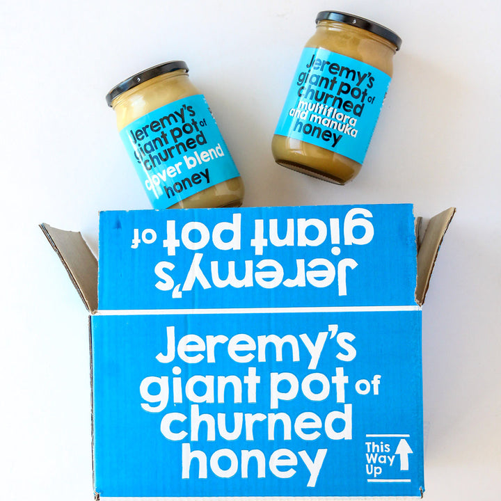 Jeremy's giant pot of churned clover blend honey - 980g